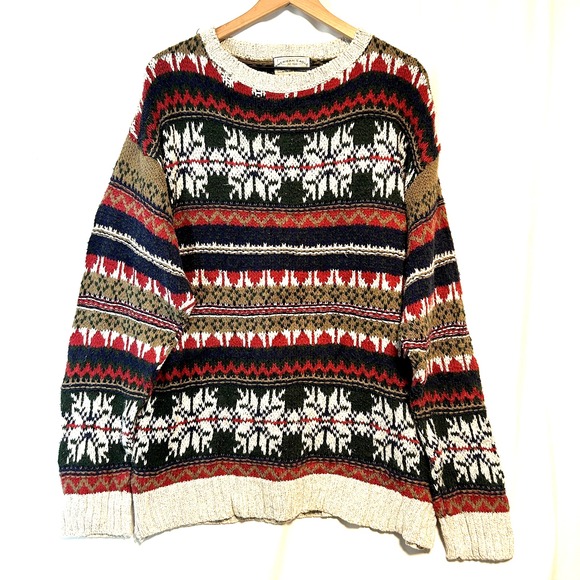 American Eagle Outfitters Other - VTG American Eagle Outfitters Oversized Ugly Sweater M Fair Isle Made‎ USA 90s